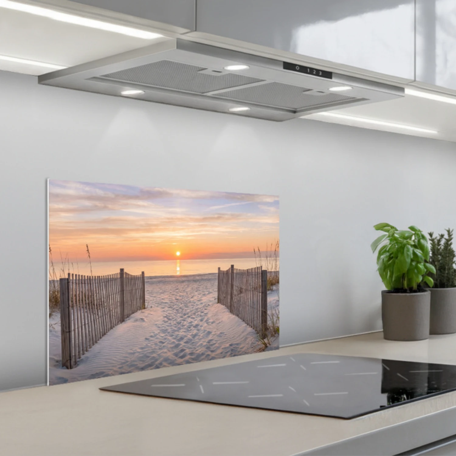 Kitchen splashback for hob - Sunset - Beach - Sand | Kitchenyeah.co.uk