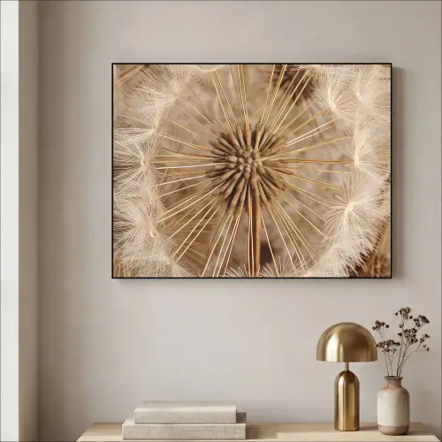 Paardenbloem - Bloemen - Natuur - Bruin Textielframe zwart klein -sfeer2