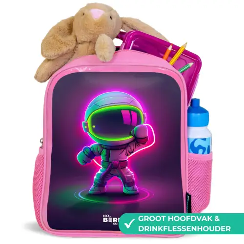 Space karate neon Kinderrugzak - Roze middel -inhoud_NL