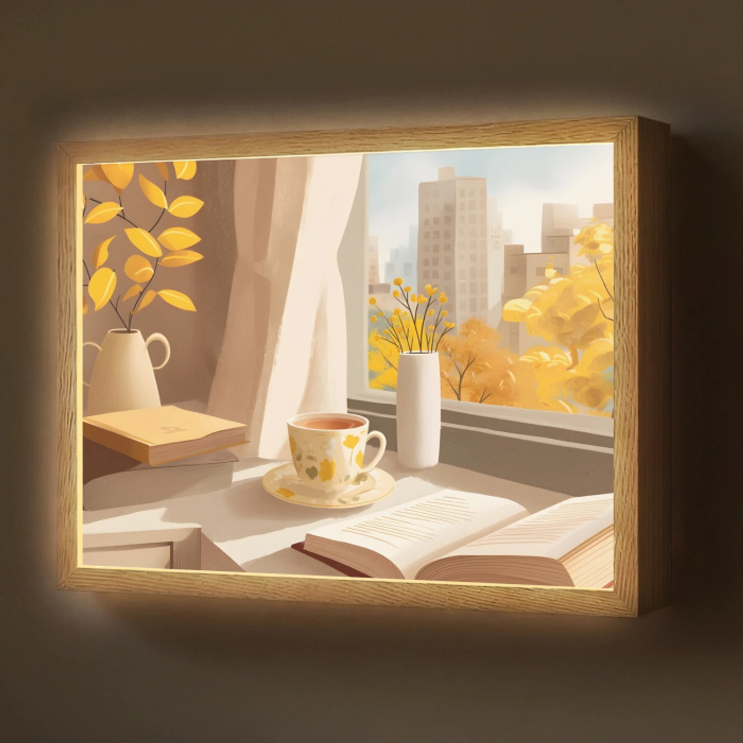 Thee - Boek - Thee - Herfst Light Box met batterij (Wandlamp) middel -z3d_website