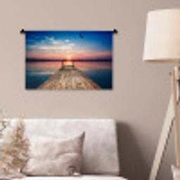 Steiger - Water - Zonsondergang - Roze - Horizon Wandkleed katoen klein -sfeer4