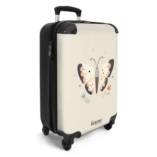 Vlinder in neutrale pastel kleuren NBS - Handbagage koffer - Kinderen Unisex middel -productfoto_3d