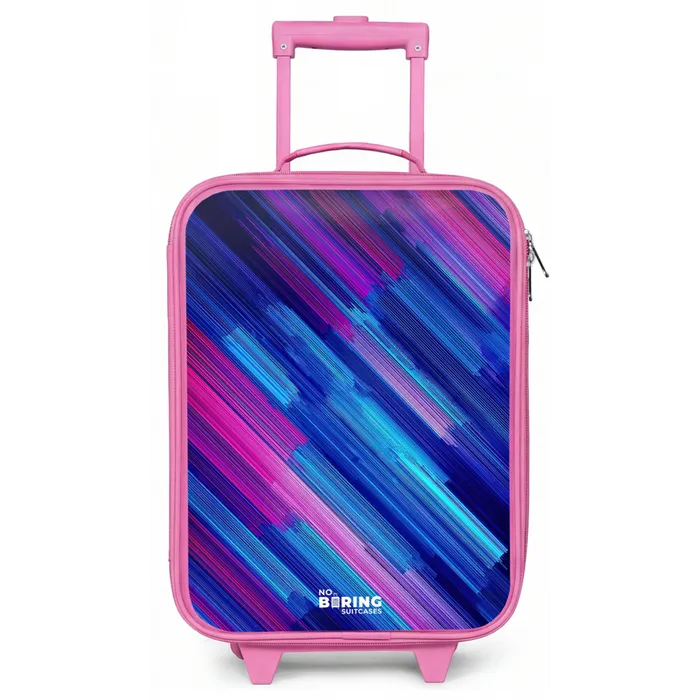 Neon - Strepen - Abstract - Blauw - Roze Kinderkoffer - Roze klein -zz3dotto