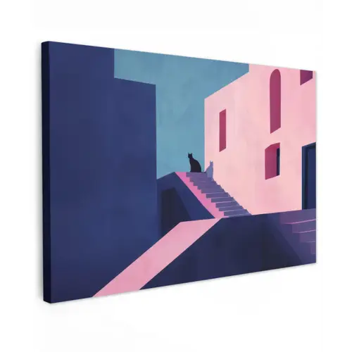 Kat - Trap - Gebouwen - Schaduwcontrasten canvas 2cm klein -z3d
