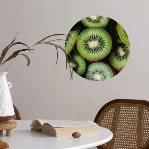 Kiwi - Fruit - Groen Wandcirkel behangsticker klein -sfeer3