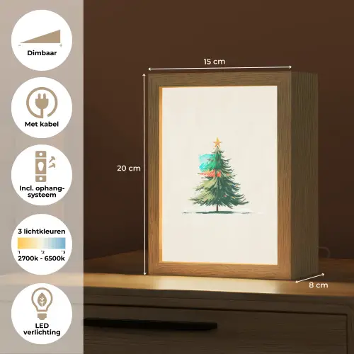 Kerstboom - Illustratie - Ster - Sneeuw Light Box met kabel (Tafellamp) klein -USP_NL