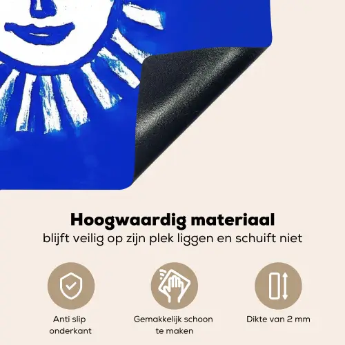 Zon - Gezicht - Penseelstructuur - Blauw Inductie beschemer met haakjes middel -ky-onderkant-nl