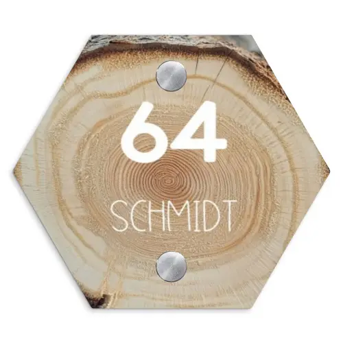Baumscheibe - Modern Naambord Hexagon klein -3d
