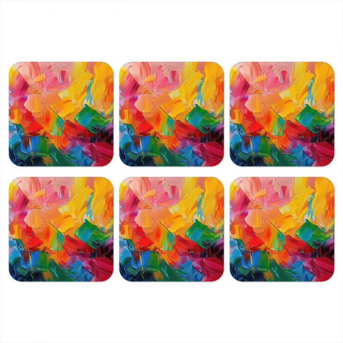 Abstract - Verflook - Modern - Kleurrijk onderzetter kurk middel -3d