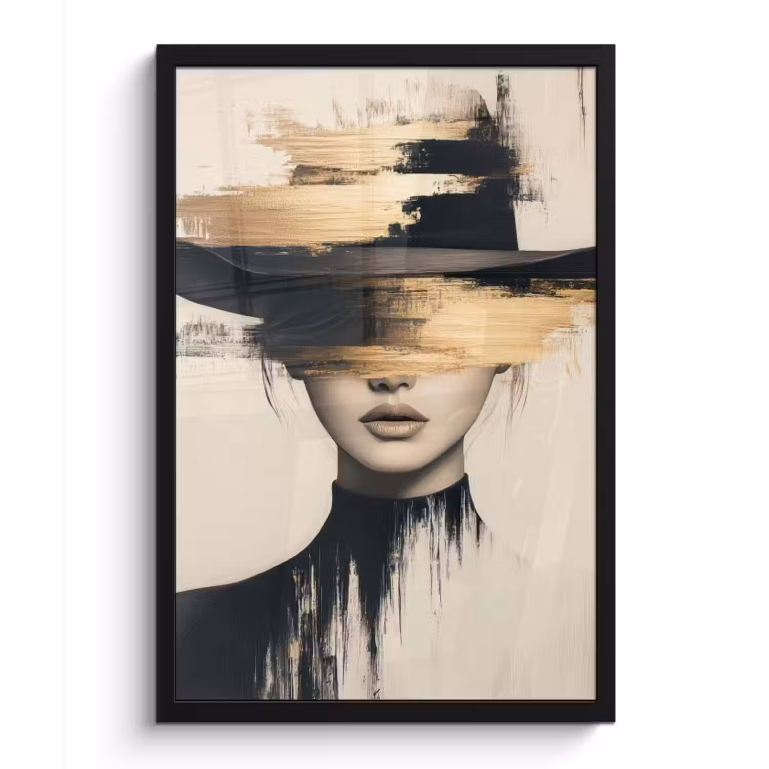 Poster met lijst - Vrouw - Hoed - Verf