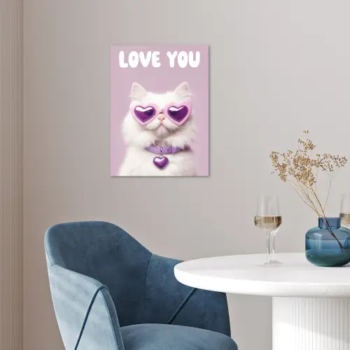 Kat - Love - Paars - Valentijn poster papier klein -sfeer3