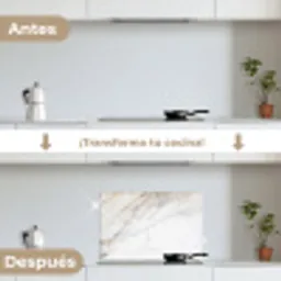 Marmer - Steen - Wit - Goud - Marmerlook - Steen - Luxe keuken achterwand spatscherm klein -voor_na_ES