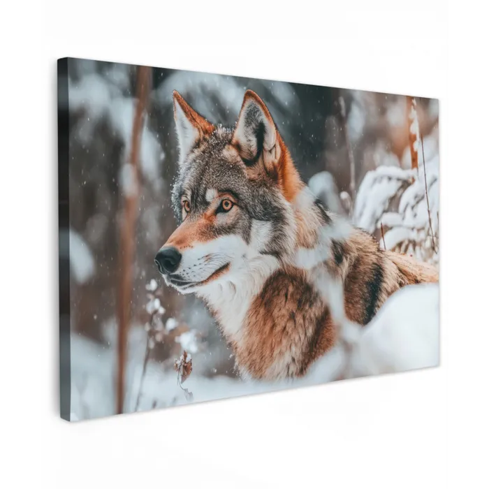 Wolf - Sneeuw - Winter - Dieren - Natuur - Sneeuw canvas 2cm klein -z3d