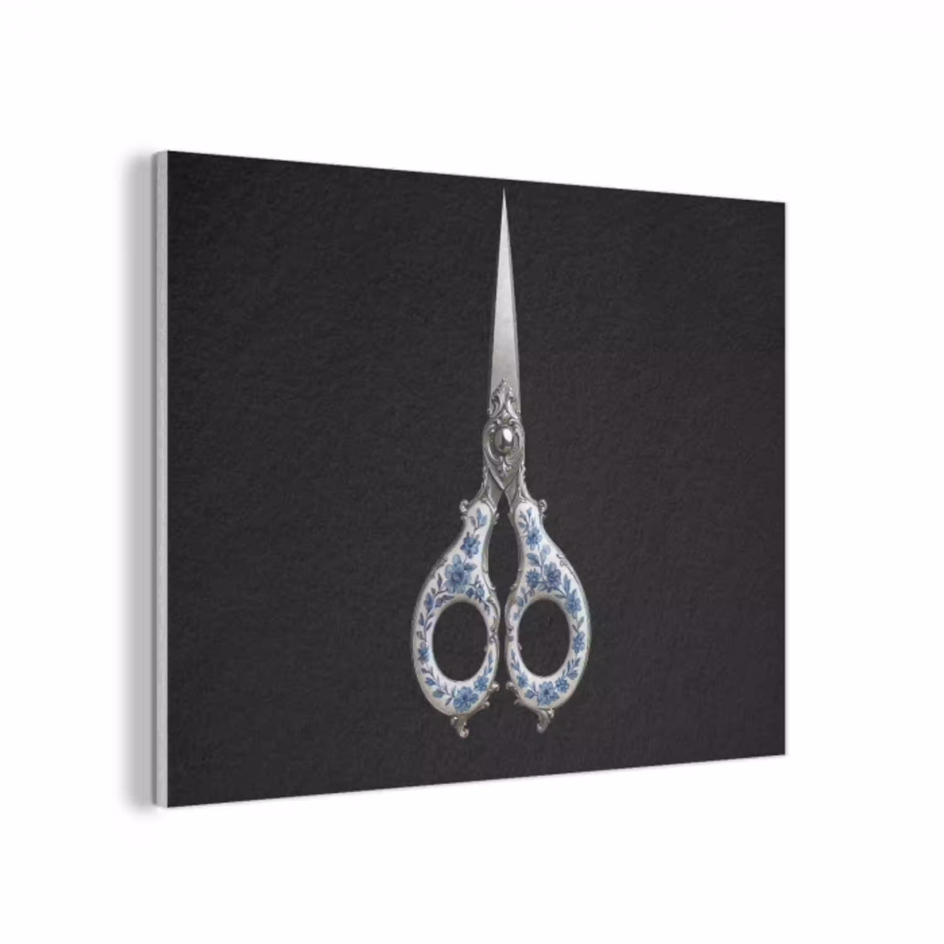 Schaar - Delfts blauw - Zwart PET vilt klein -3d