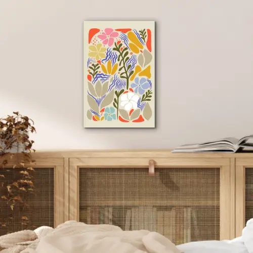 Abstract - Bloemen - Bladeren aluminium wit klein -sfeer3
