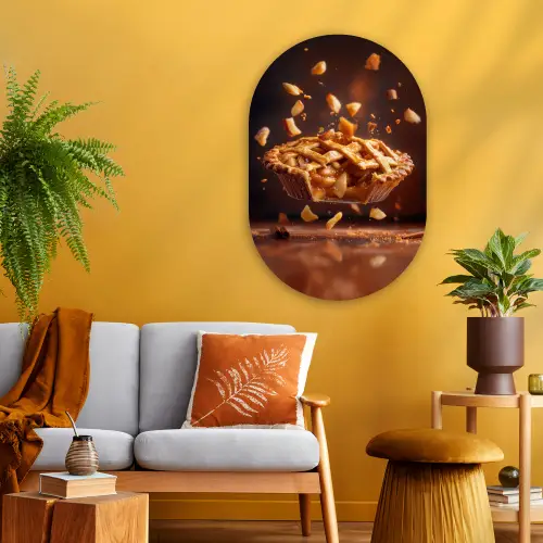 Appel - Taart - Warm - Eten Wandcirkel Ovaal Glas middel -sfeer4