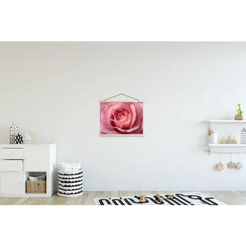 Roze - Roos - Romantisch textielposter latten blank klein -kinderkamer