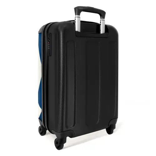 Abstract - Blauw/Witte vormen NBS - Handbagage koffer - Kinderen Unisex middel -achterkant