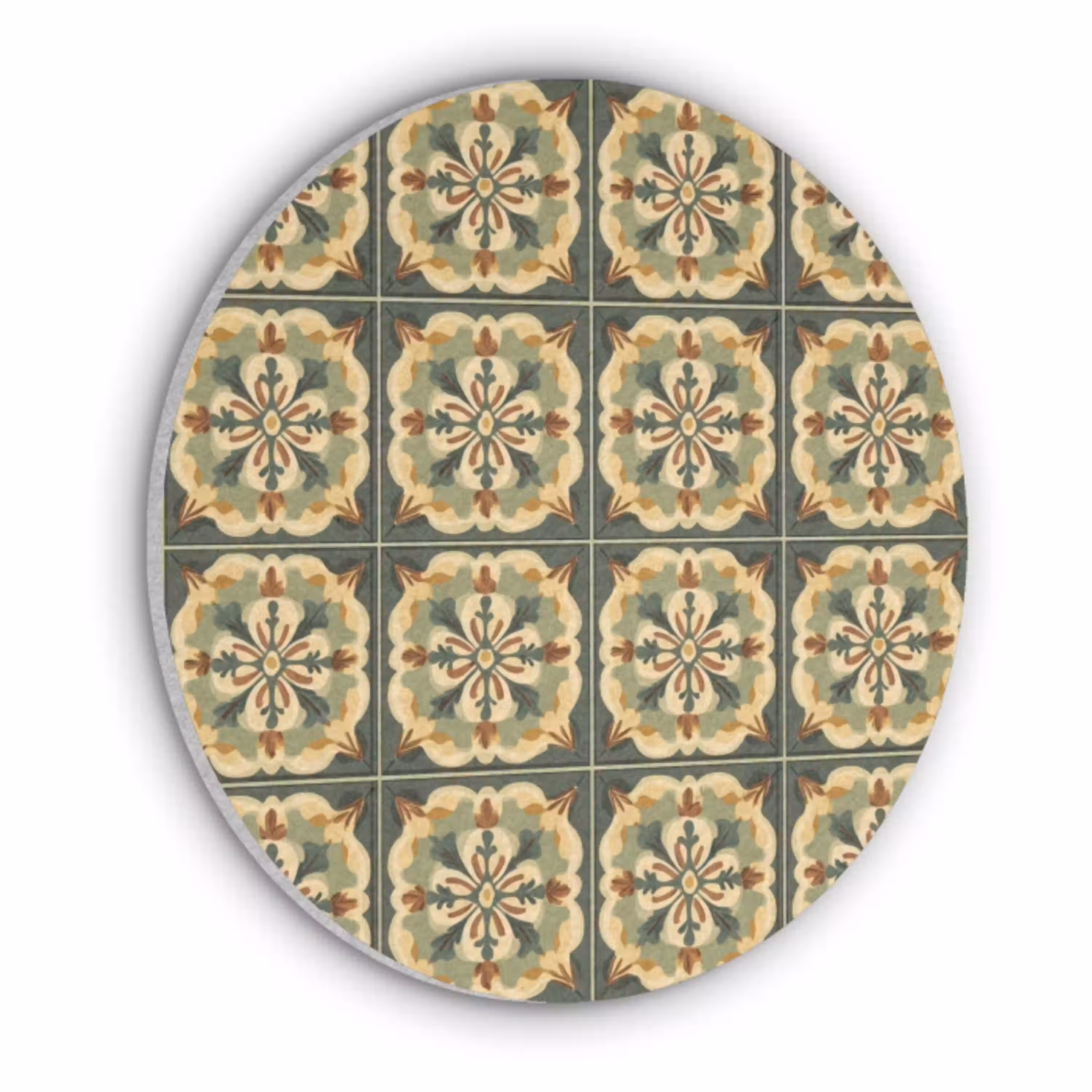 Ornament - Patroon - Groen Akoestische PET Vilt - Rond klein 838 -3d