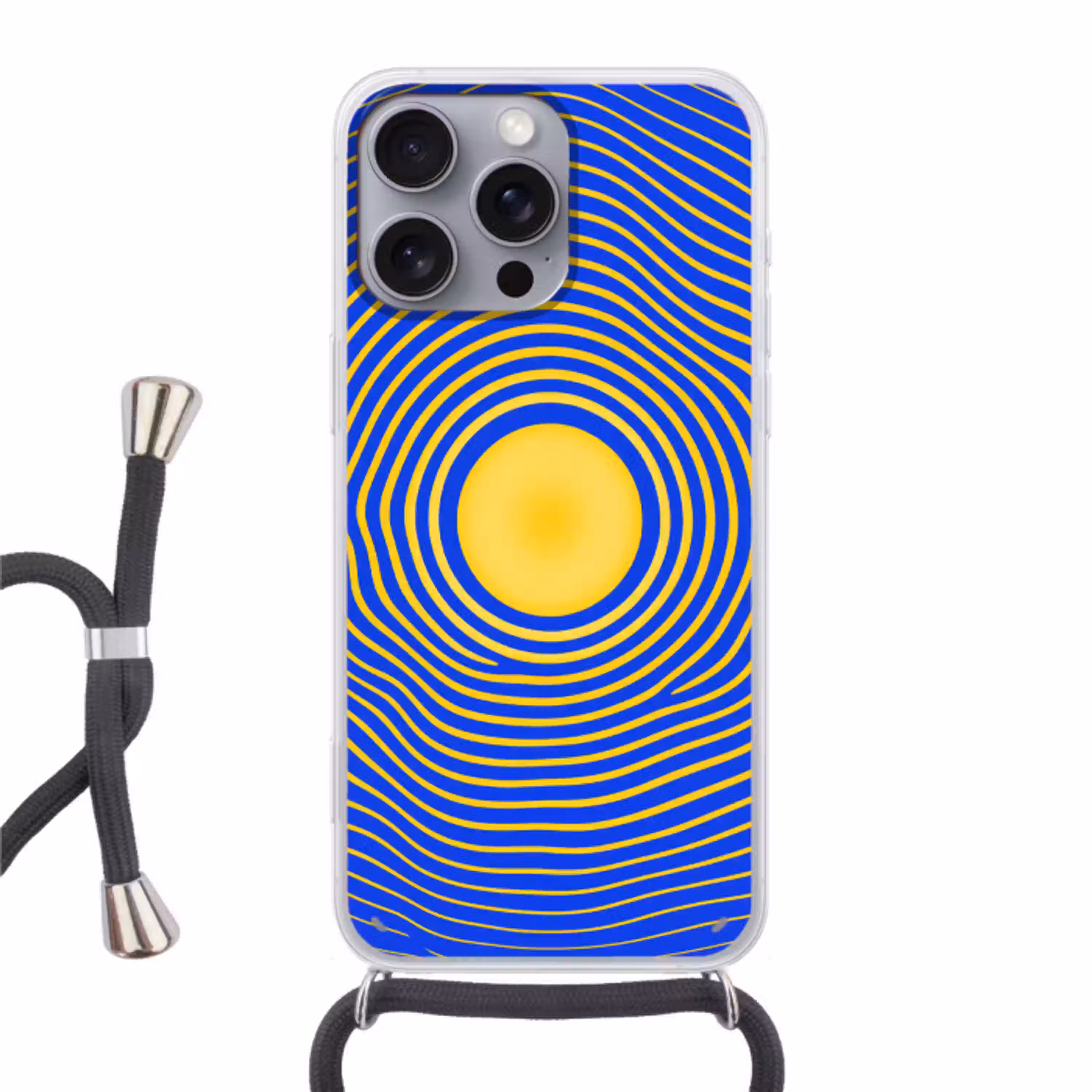 Abstract patroon - Blauw Hoesje iPhone 16 Pro Max met koord klein -3d