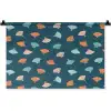 Zee - Dieren - Donkerblauw - Schelpen Wandkleed katoen klein 269 -zz3d