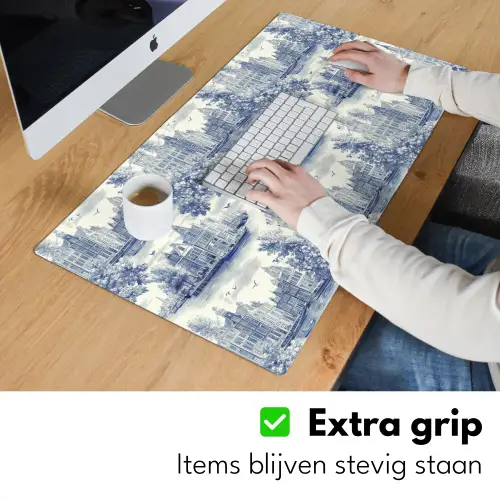 Huizen - Bomen - Water - Vogels - Blauw Muismat XXL klein 681 -sfeer3