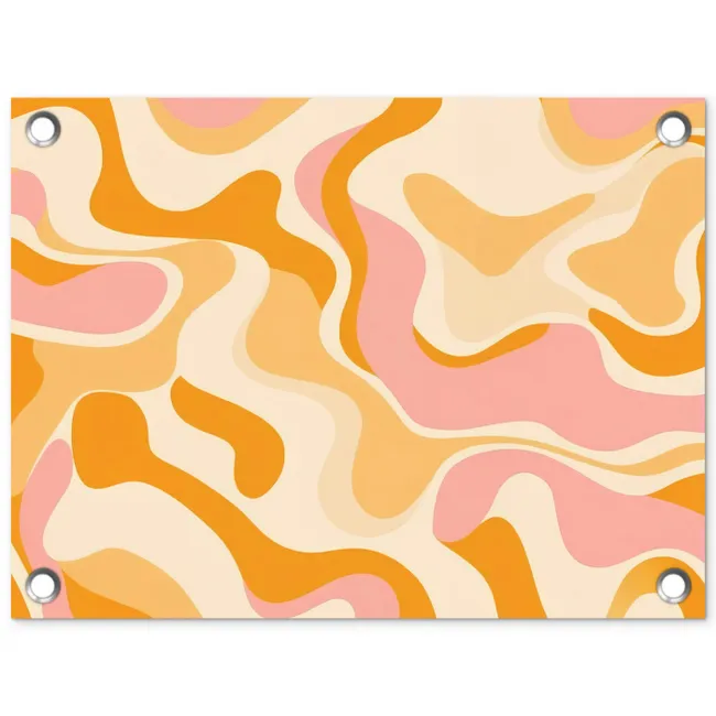 Abstract - Golvend - Oranje tuinposter los doek klein -3d