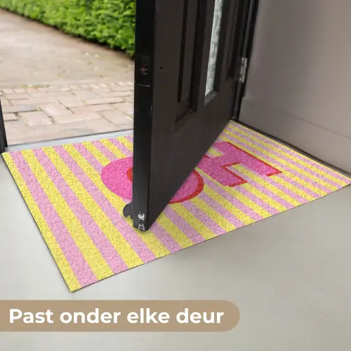 Tekst - Strepen - Roze Deurmat klein -USP_NL