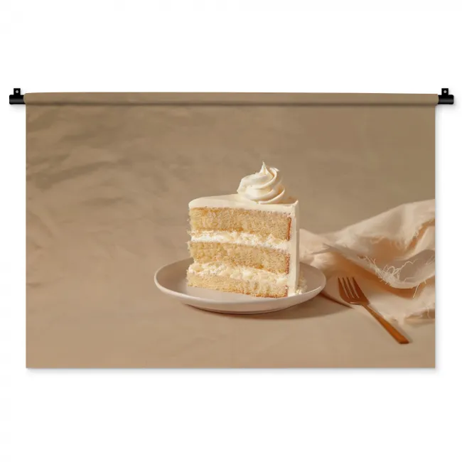 Vanilletaart - Cake - Romig Wandkleed katoen middel -zz3d