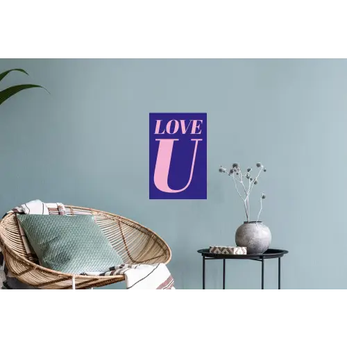 Love - Blauw - Valentijn Muursticker klein -plant