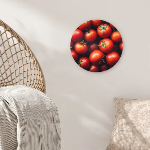 Groente - Rood - Tomaten Wandcirkel kunststof plaat 5mm dik klein -sfeer5