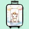 Witte baby eenhoorn op een schommel in de wolken Kinderkoffer - Zwart klein -zzz_website3d_nbs2