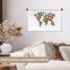 Wereldkaart - Kleurrijk - Bloemen - Lente Wandkleed katoen klein -sfeer1