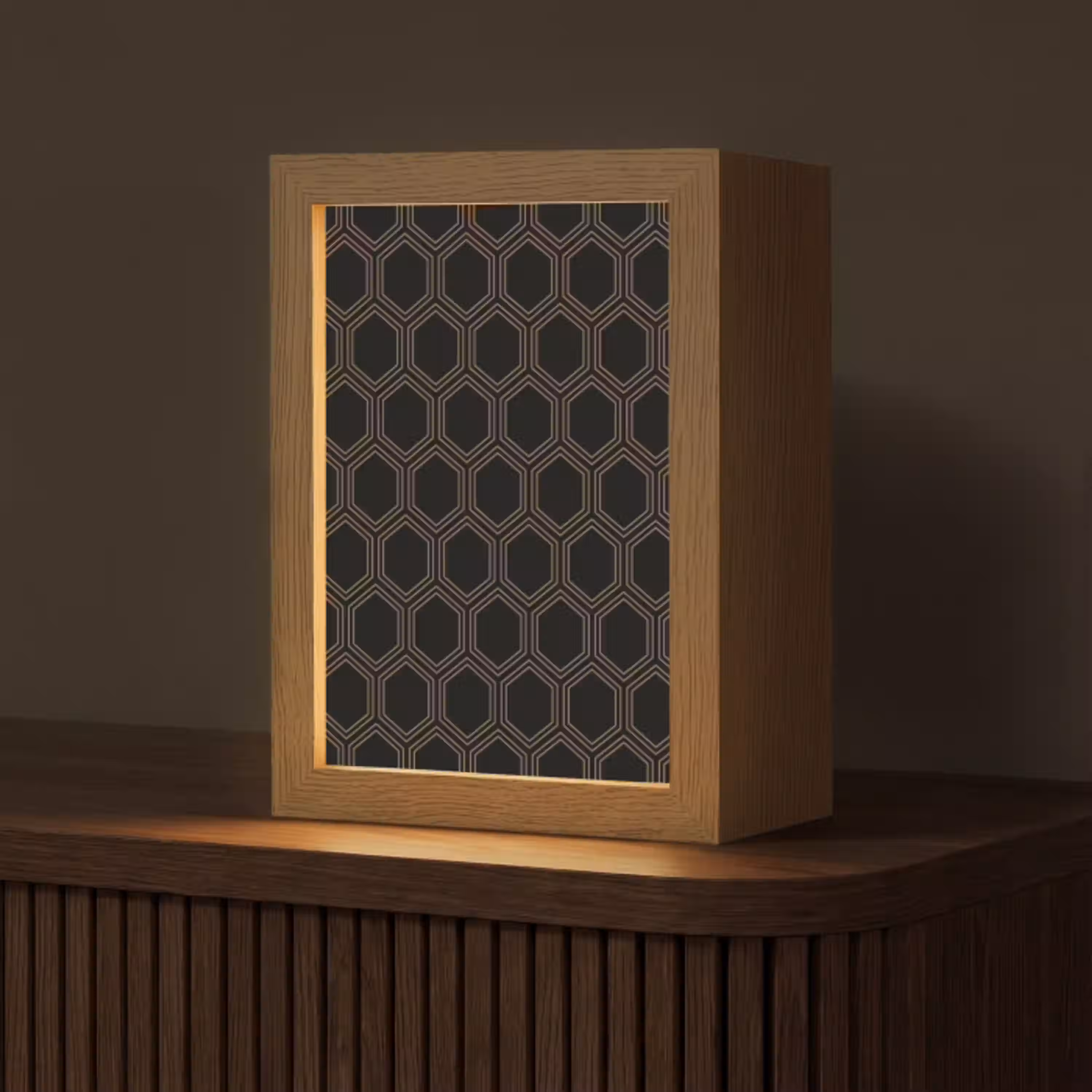 Zwart - Goud - Zeshoek Light Box met kabel (Tafellamp) klein 925 -z3d_website