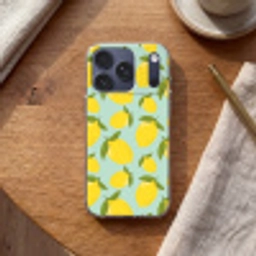 Citroenen patroon - Geel - Blauw - Patroon - Vruchten Telefoonhoesje iPhone 17 Pro klein -sfeer1