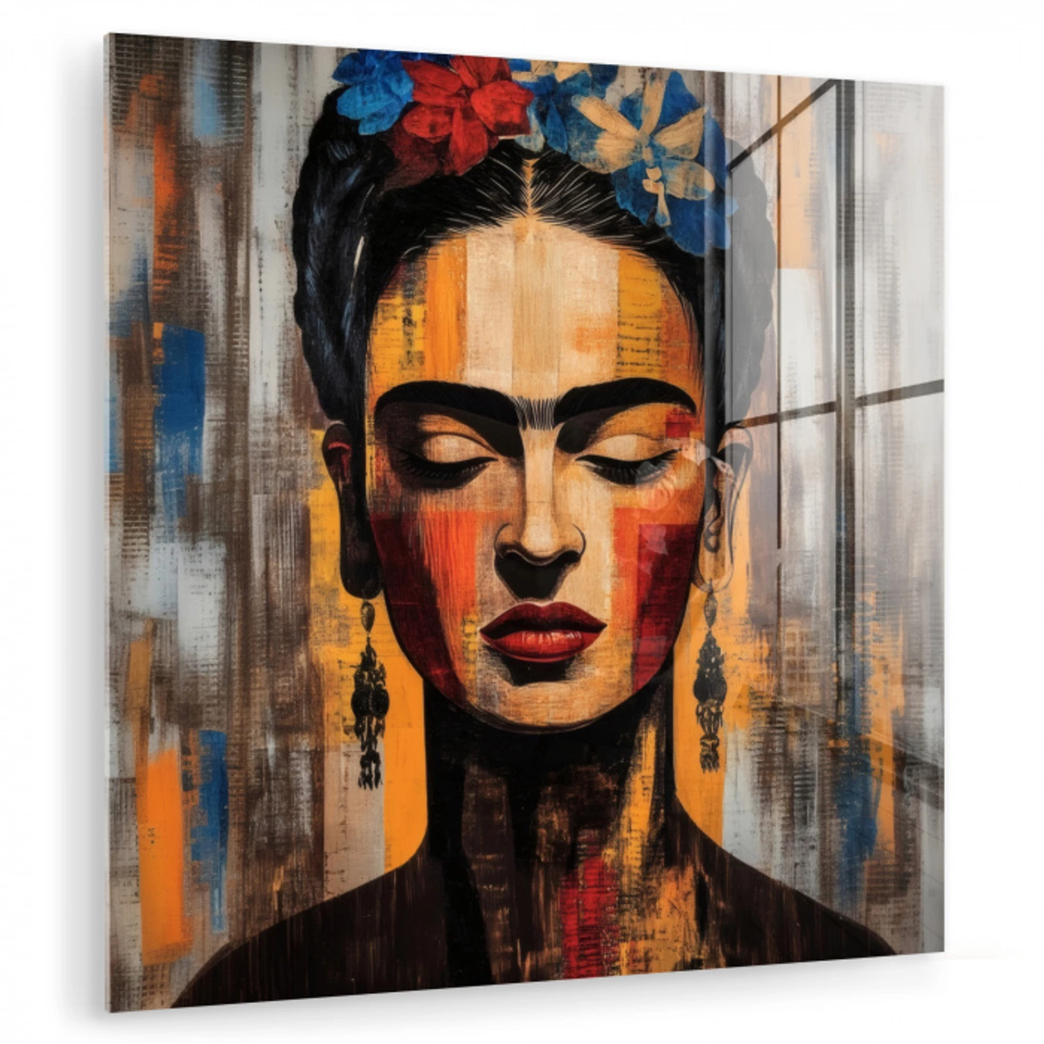 Portret - Vrouw - Bloemen plexiglas 5mm klein -zzzproduct_nieuw