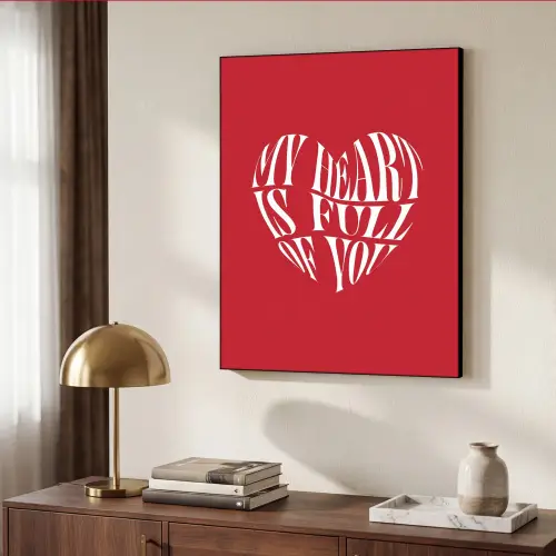 Rood - Hart- Tekst - Valentijn Textielframe - compleet frame klein -sfeer3