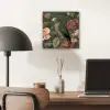 Groene papegaai - Kleurrijke bloemen - Donkere achtergrond aluminium wit klein -sfeer5
