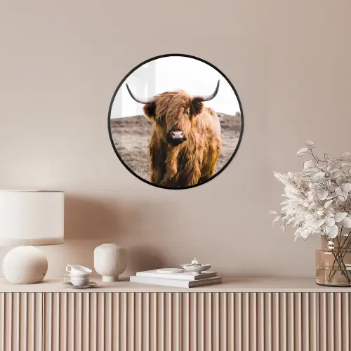 Schotse hooglander - Landschap - Koe - Bruin - Dieren - Natuur Fotolijst rond zonder passe partout klein -sfeer3