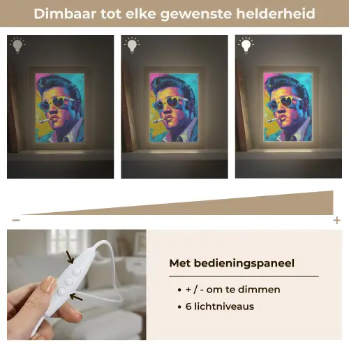 Portret - Sigaret - Kleurrijk - Bril Light Box met kabel (Tafellamp) klein -USP_dimbaarNL