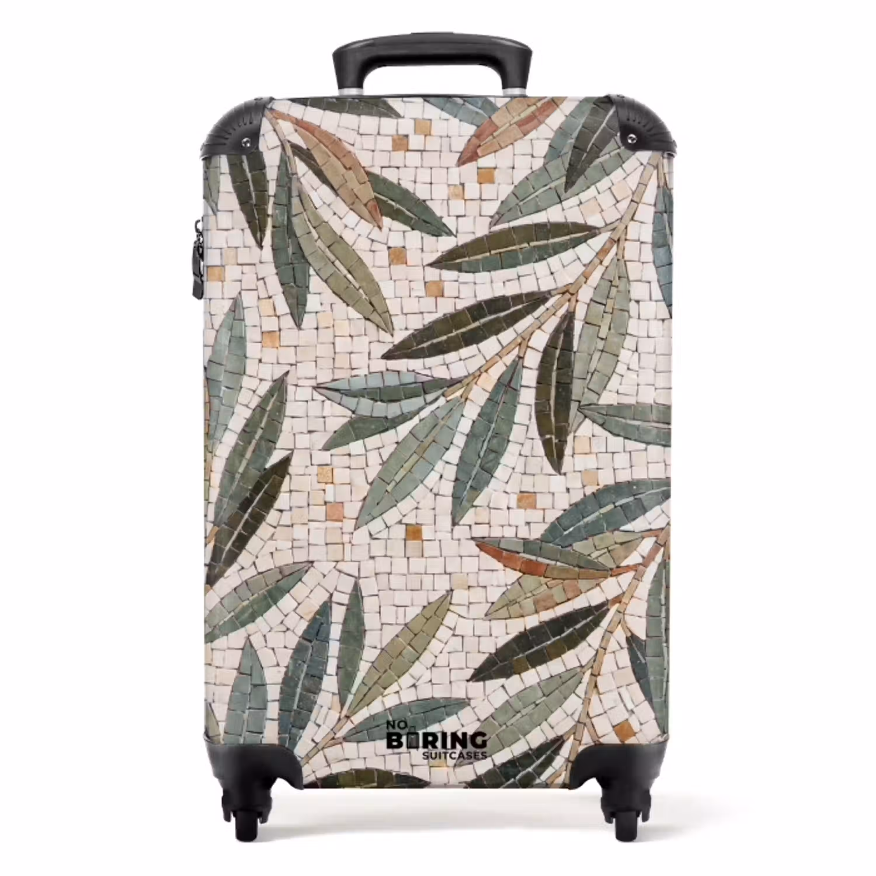 Plant - Blad - Mozaïek - Groen NBS - Handbagage koffer - Volwassenen Unisex middel -productfoto_recht
