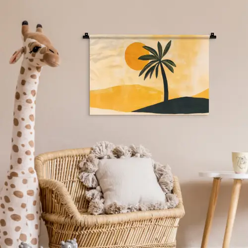 Illustratie - Palmboom - Zon - Heuvels Wandkleed katoen klein -wsfeer5_kind
