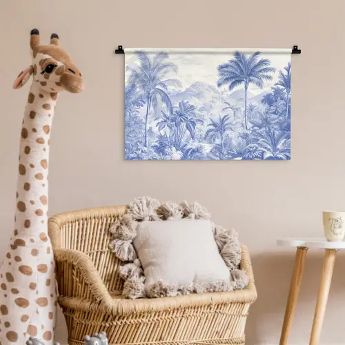 Tropisch - Jungle - Blauw Wandkleed katoen klein -wsfeer5_kind