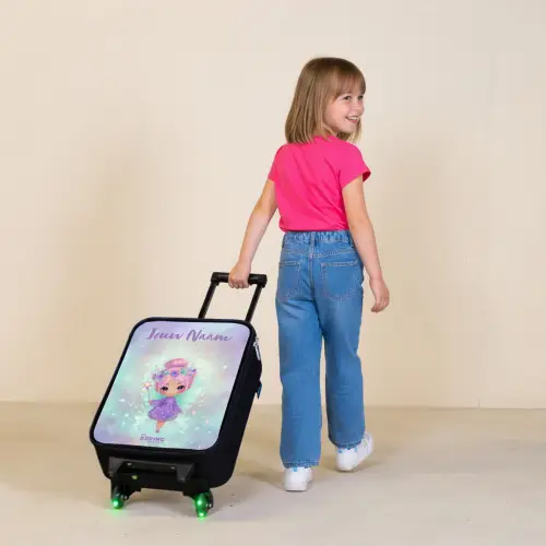 Bloemenfee in pastelglans Kinderkoffer - Zwart klein -sfeer1