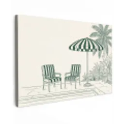 Terras - Illustratie - Groen Tuinposter op houten frame 2 cm dik klein -3d