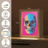 Neon - Blauw - Pop-art - Schedel Light Box met kabel (Tafellamp) klein -USP_NL