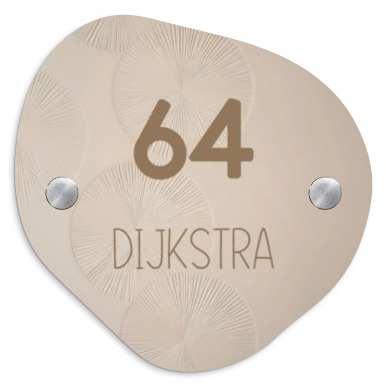 Beige reliëf lijnen - Modern Naambord Organisch klein -3d