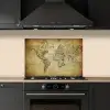 Wereldkaart - Vintage - Antiek - Bruin - Papier keuken achterwand spatscherm klein -sfeer1