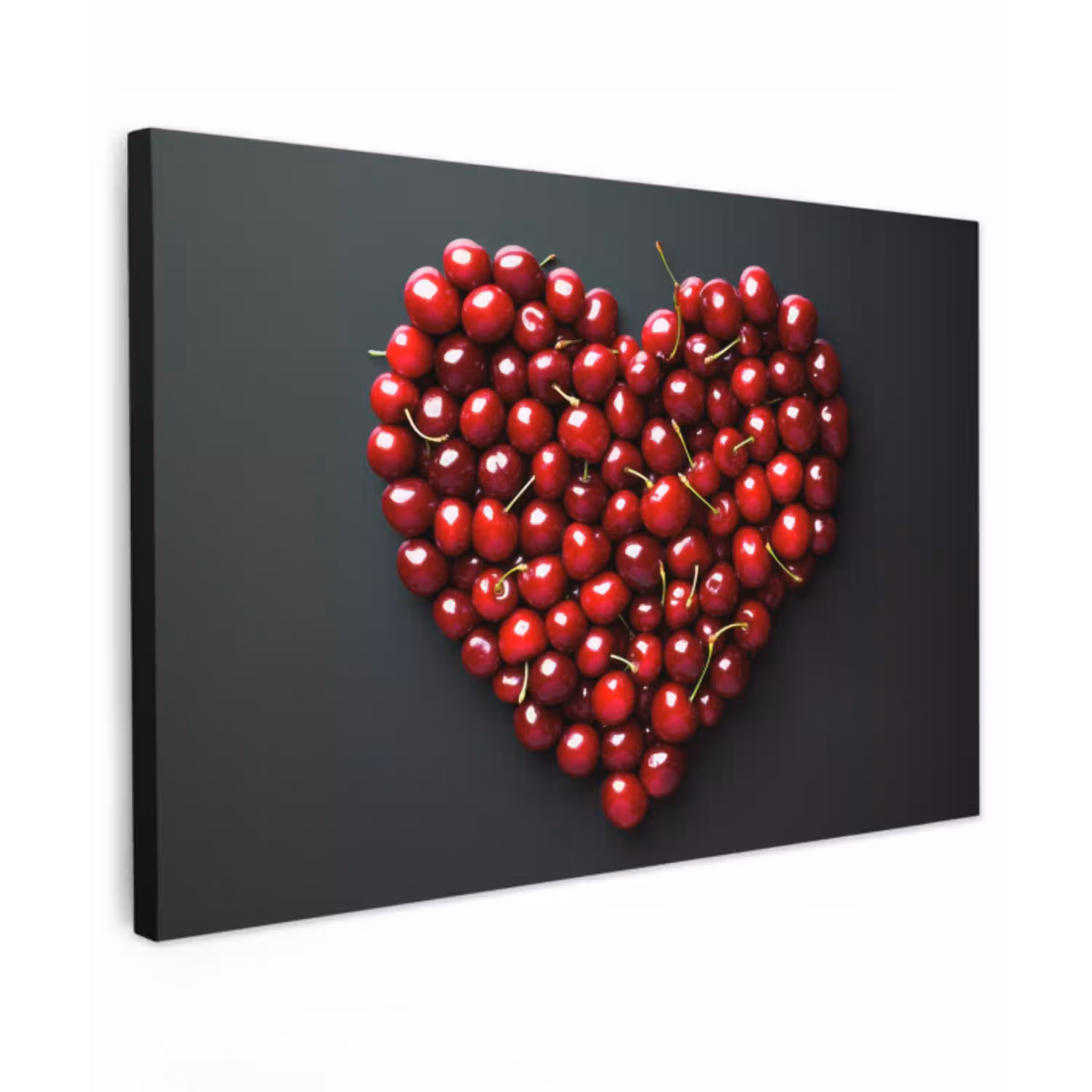 Kersen - Hart - Rood - Zwart canvas 2cm klein -z3d