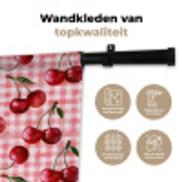 Kersen - Blokken - Rood Wandkleed katoen klein 269 -sfeer2